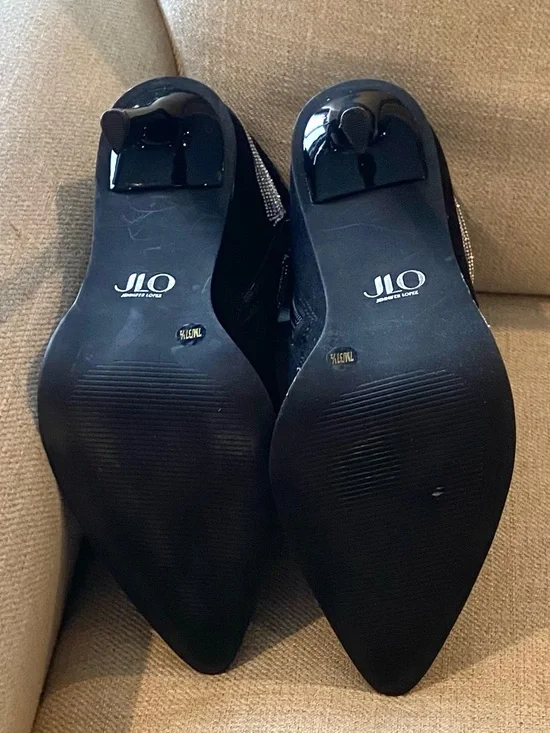Jennifer Lopez Black Ankle Boots with Rhinestone Wrap - Picture 3 of 4